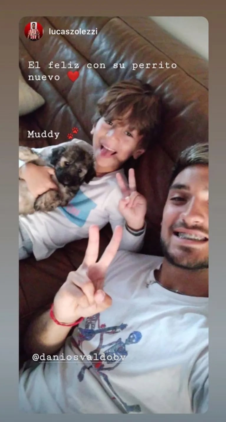 Daniel Osvaldo presentó la nueva mascota de Momo con una tierna foto: "Nuevo integrante de la familia"