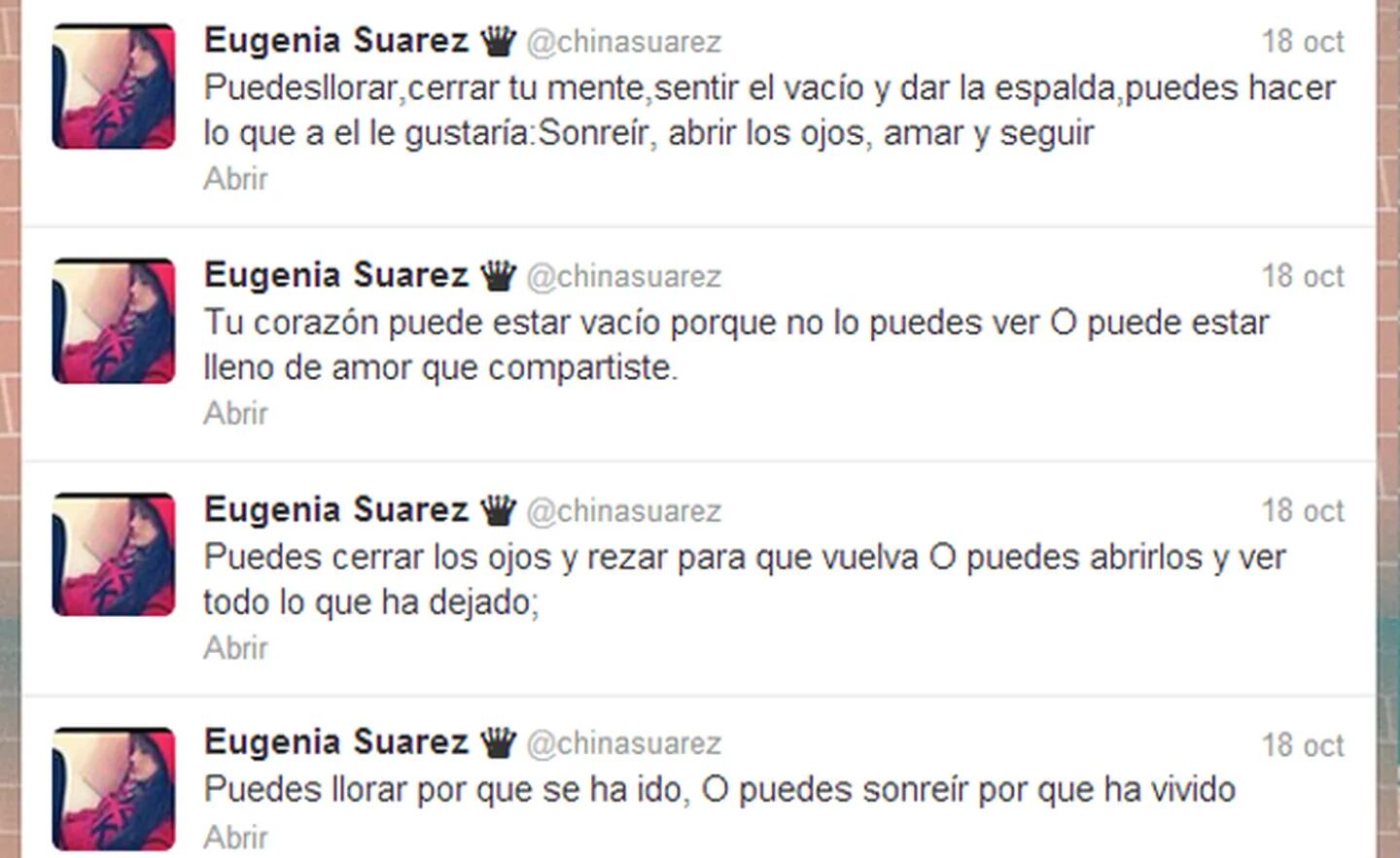 El dolor de Eugenia Suárez por la muerte de su padre. (Foto: Web)