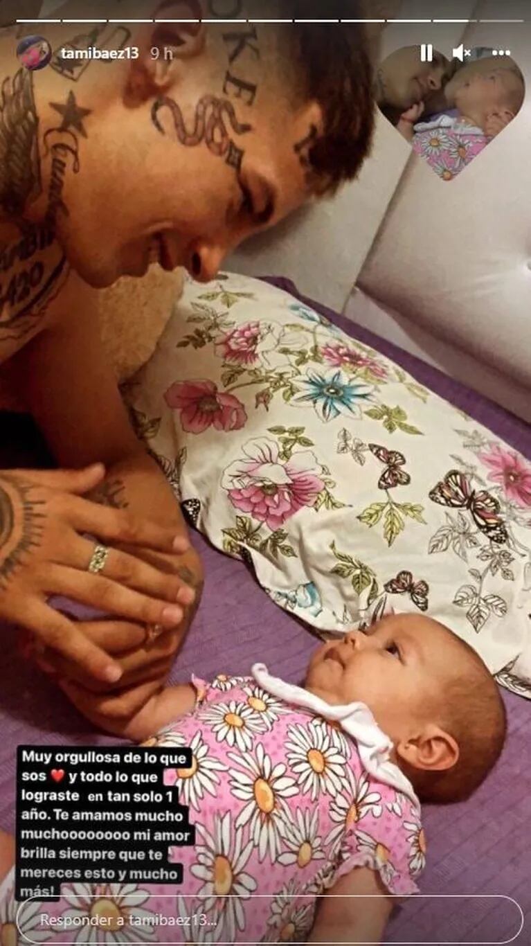 Tamara Báez compartió la foto más linda de L-Gante junto a su hija y le dedicó un profundo mensaje: "Brillá siempre"
