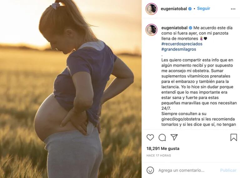 Eugenia Tobal recordó su embarazo y su lucha contra la trombofilia: "Mi panzota llena de moretones"