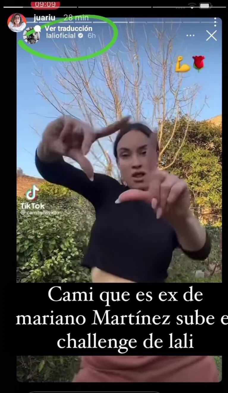 Camila Cavallo, ex de Mariano Martínez, hizo el challenge de Lali Espósito y la cantante reaccionó