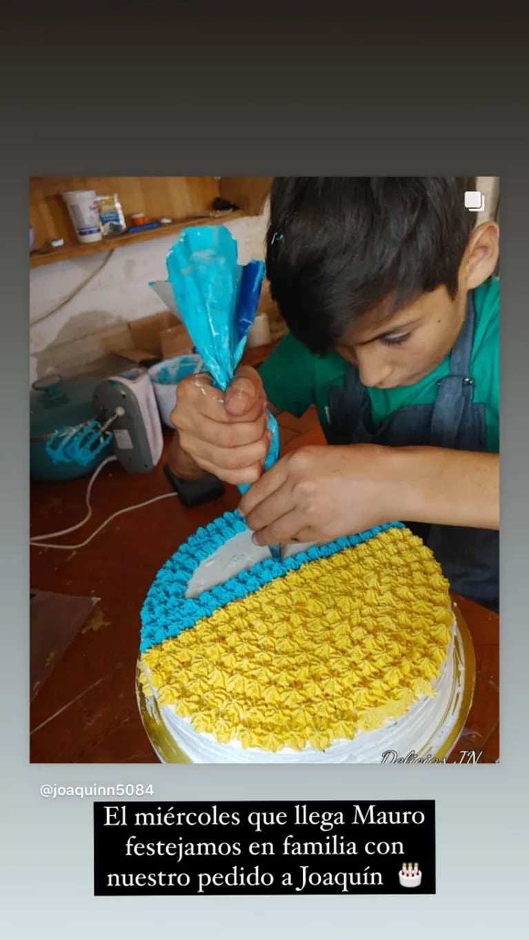 Wanda Nara le encargó la torta a Joaquín Nahuel, el nene pastelero: "Llega Mauro y festejamos con el pedido"
