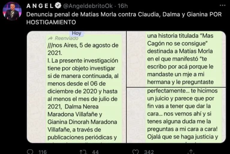 Matías Morla denunció penalmente a Dalma y Gianinna Maradona: las acusa de hostigamiento 