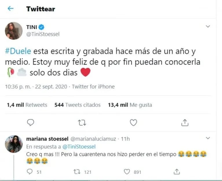 Sugestivo tweet de Tini Stoessel que hizo estallar a los fans: ¿palito para Sebastián Yatra y Danna Paola?
