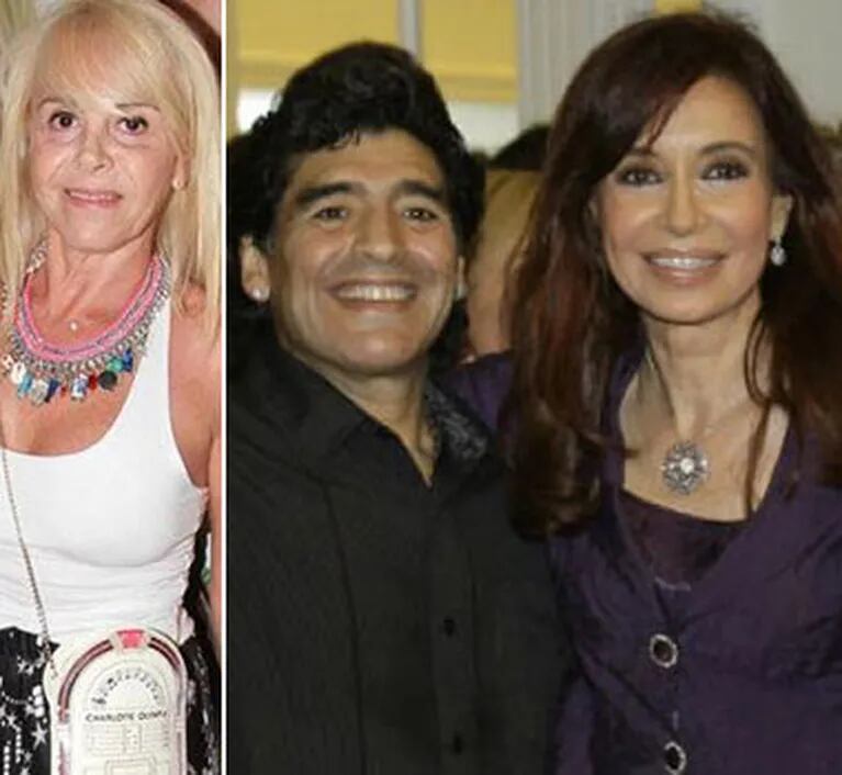 Diego Maradona, Cristina Fernández y Claudia Villafañe.