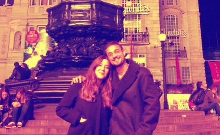Jimena Barón en Londres con Daniel Osvaldo. (Foto: Twitter @baronjimena)