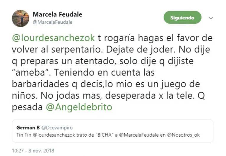 Marcela Feudale, durísima con Lourdes Sánchez: "Haceme el favor de volver al serpentario, desesperada por la tele"