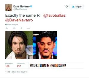 "Exactamente iguales", escribió en Twitter Dave Navarro comparándose con Ricardo Fort: (Foto: Twitter)