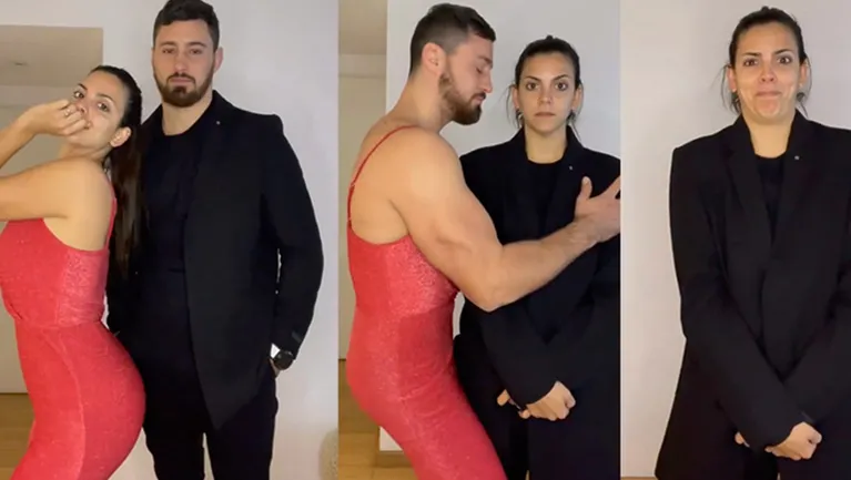 El video de Belu Lucius intercambiando la ropa con su marido 