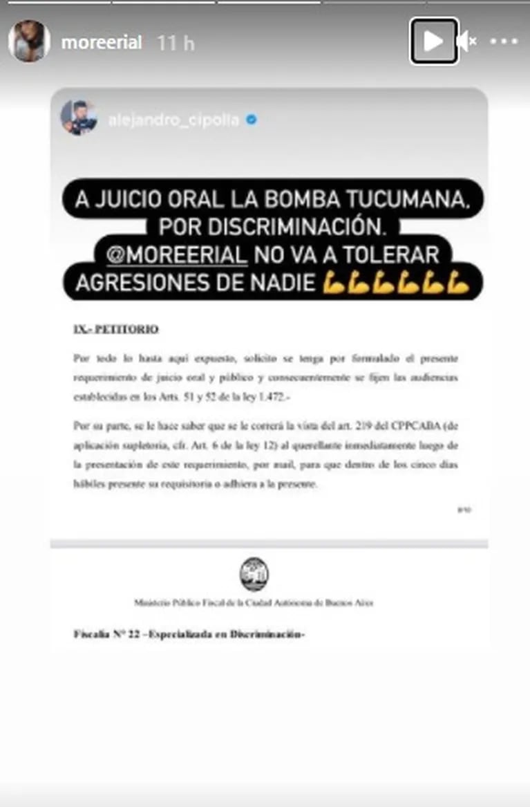 More Rial llevará a juicio oral a Gladys la Bomba Tucumana en la causa por discriminación: "No va a tolerar agresiones"