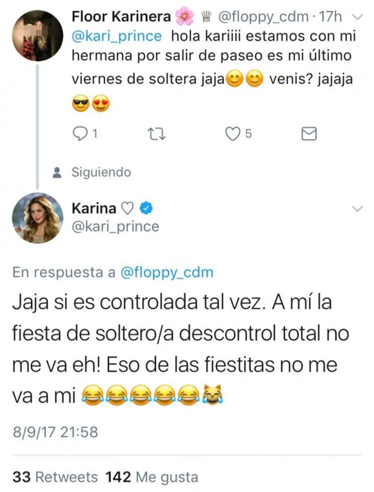 Picantísimo tweet de La Princesita Karina tras el rumor de una supuesta "fiestita" del Kun Agüero: "La fiesta de soltero, descontrol total, no me va"