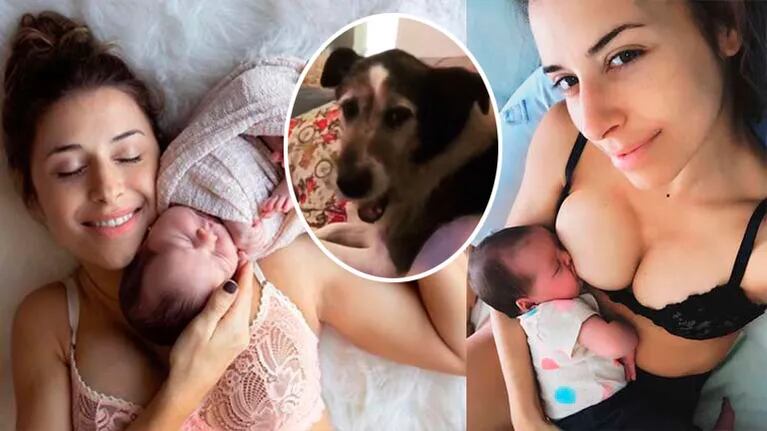 El tierno postparto de Mariana Brey con su beba y su perro: Hermoso criarse con el amor de los animales