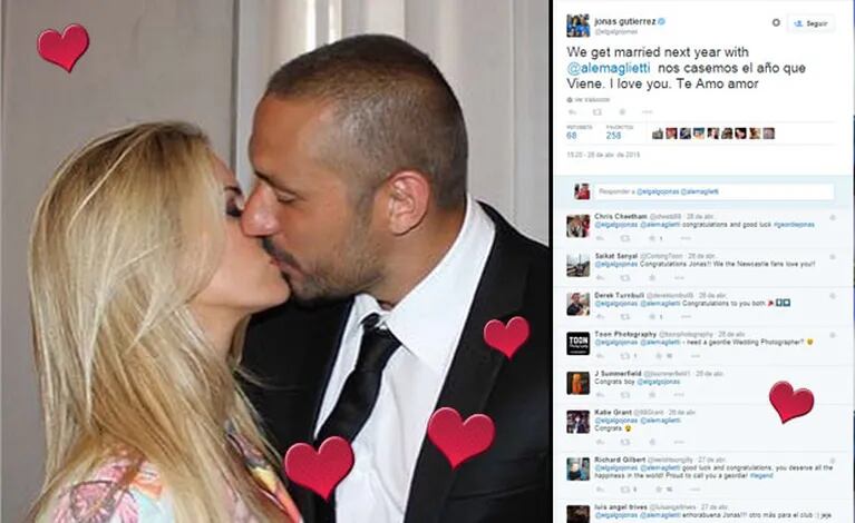Jonás Gutiérrez anunció en Twitter… ¡que hay boda con Alejandra Maglietti! (Foto: Twitter)