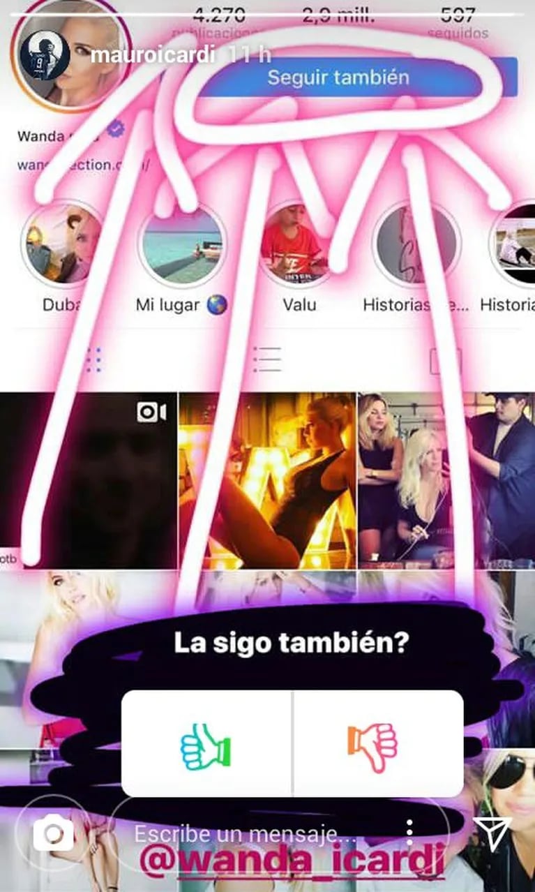 La pícara encuesta de Mauro Icardi para "reconciliarse" en Instagram con Wanda: "¿La sigo también?"