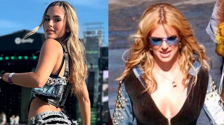 Julieta Poggio imitó un look noventoso de Britney Spears para brillar en un festival.