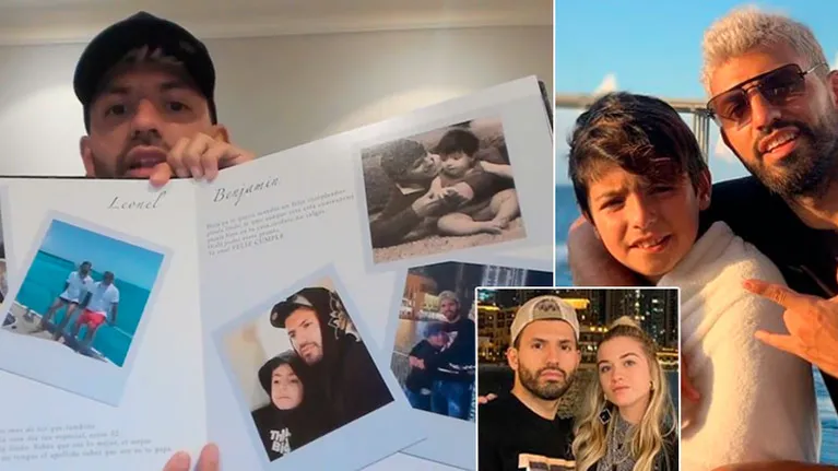 Kun Agüero mostró el álbum que le regaló su novia con muchas fotos de su hijo Benjamín, tras la polémica