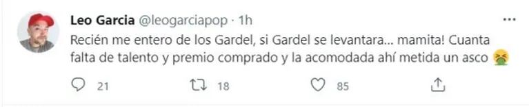 Leo García criticó con todo a Tini Stoessel por los Premios Gardel y disparó: "Qué raro que no estuvo Lali Espósito"