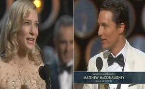 Cate Blanchett y Matthew McConaughey ganaron como Mejores Actores Protagónicos. (Foto: captura) 