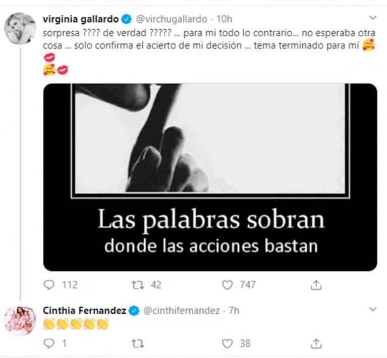 Explosivo respaldo de Cinthia Fernández a Virginia Gallardo tras su escandalosa salida de Polémica: "Somos bastantes a las que nos pasó"