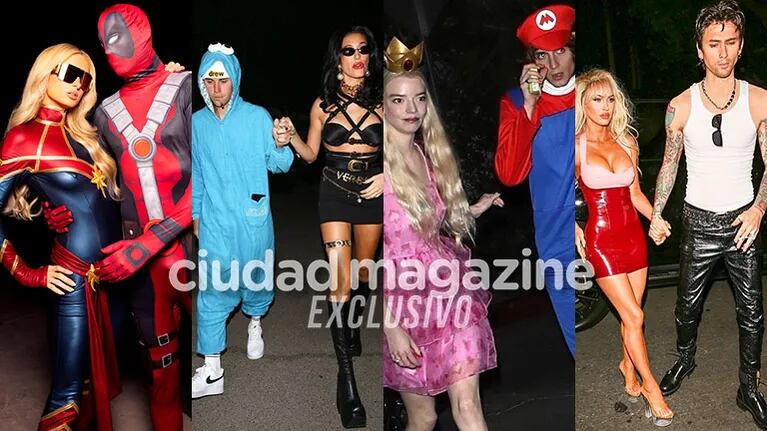 Paris Hilton y Cartem Reum, Justin y Hailey Bieber, Anya Taylor-Joy y Malcom McRae, Megan Fox y Machine Gun Kelly en Halloween (Fotos: Grosby Group). 