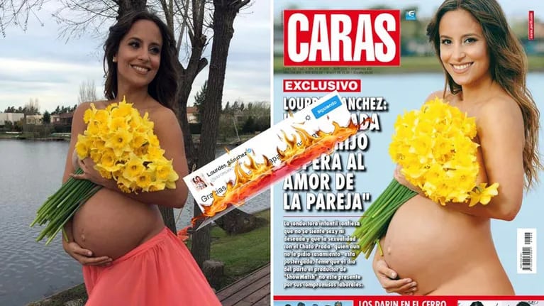 Lourdes Sánchez se enojó por la portada de Caras y compartió otra toma de la foto original desde Twitter. (Foto: Twitter)