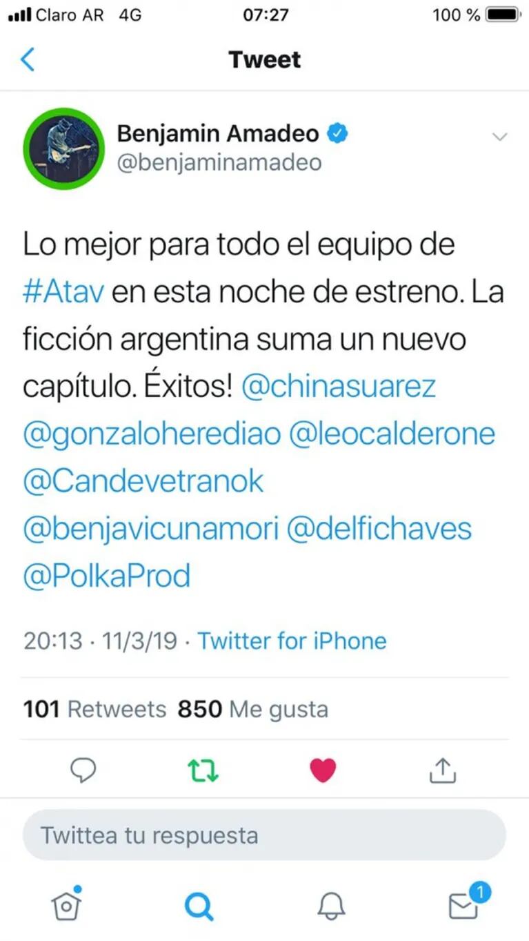Los mensajes de los artistas argentinos en Twitter tras el gran debut de Argentina, tierra de amor y venganza