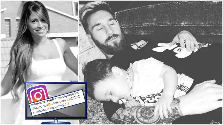 La tierna foto de Leo Messi con su hijo menor que publicó Antonella Roccuzzo en Instagram (Fotos: Instagram)