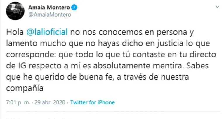 Lali Espósito reveló una tremenda pelea de Amaia Montero con la China Suárez: el enojo de la cantante española