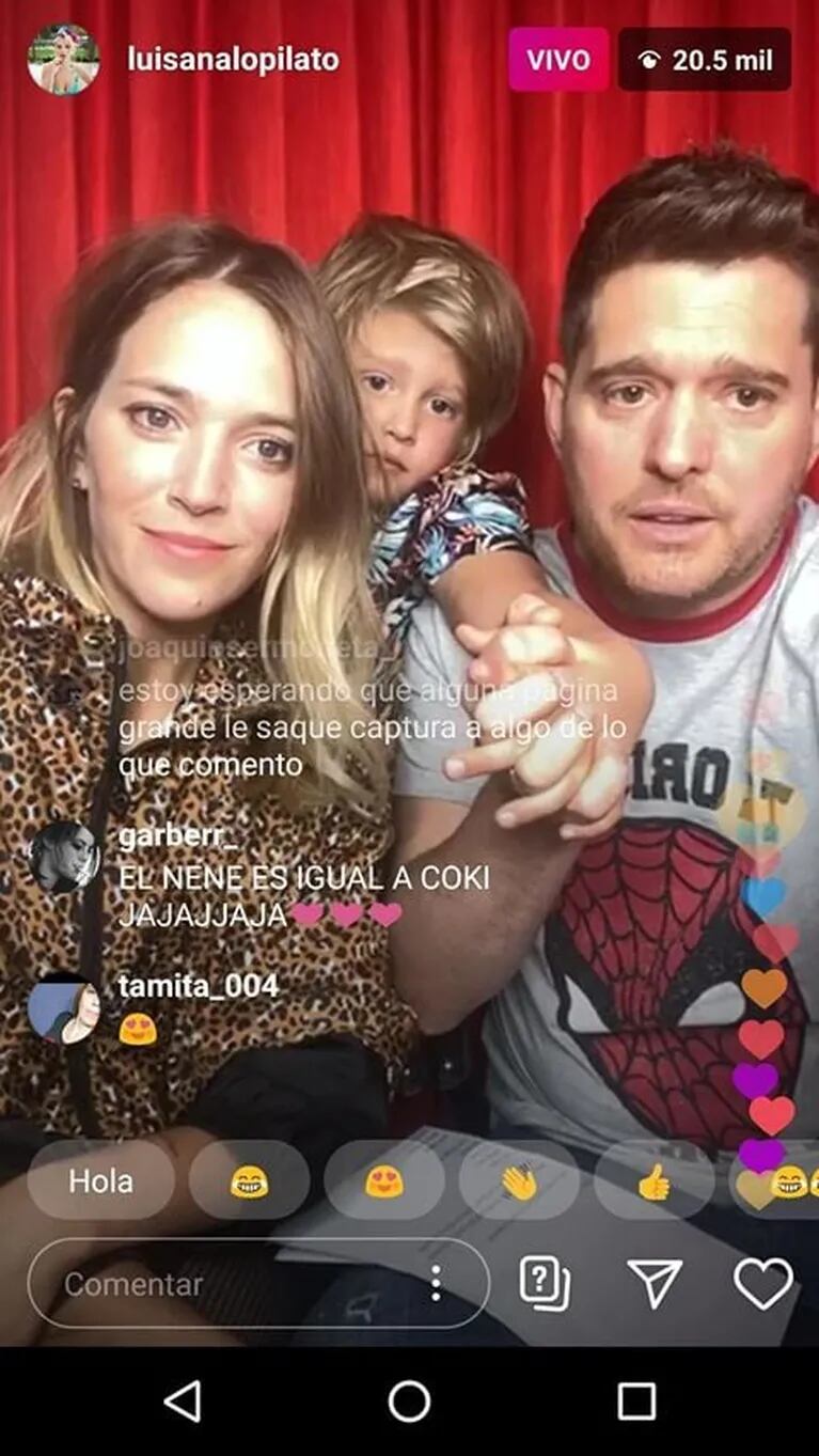 Luisana Lopilato y Michael Bublé mostraron por primera vez a Noah desde su recuperación en su Live de Instagram