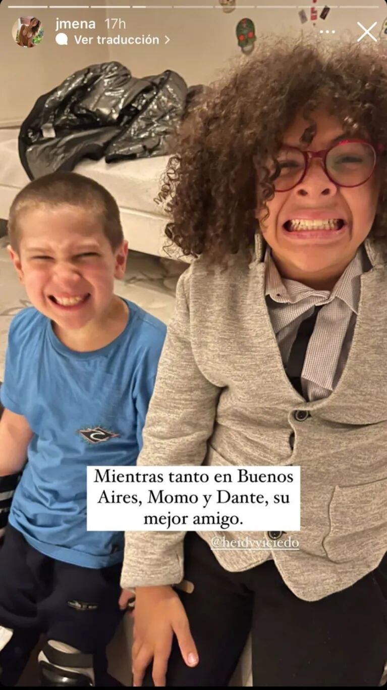 Jimena Barón mostró la divertida foto que recibió de Momo mientras ella está de viaje con su novio