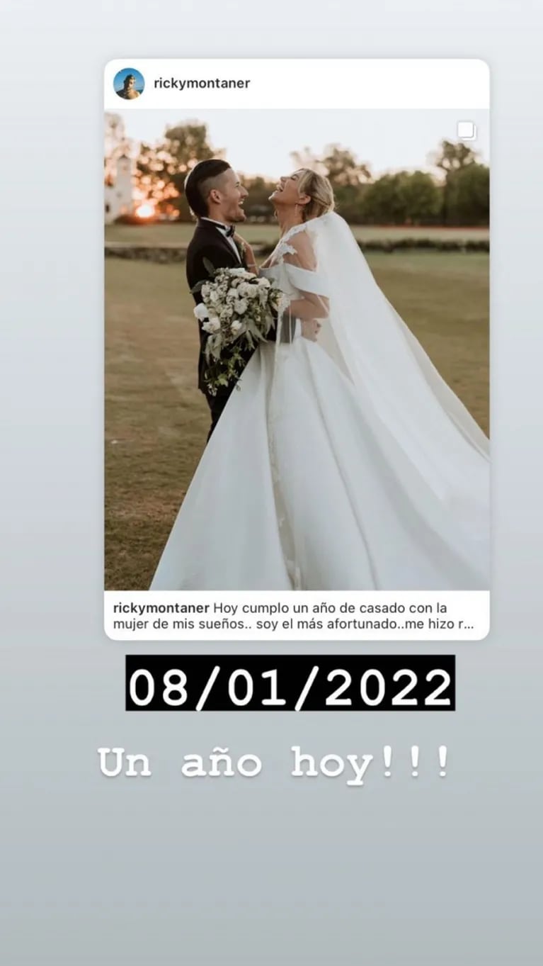 Ricky Montaner celebró con Stefi Roitman su primer aniversario de casados: su emotivo mensaje