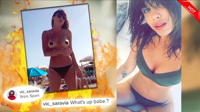 La foto hot del topless de Vitto Saravia en las playas de Ibiza. (Fotos: Instagram)