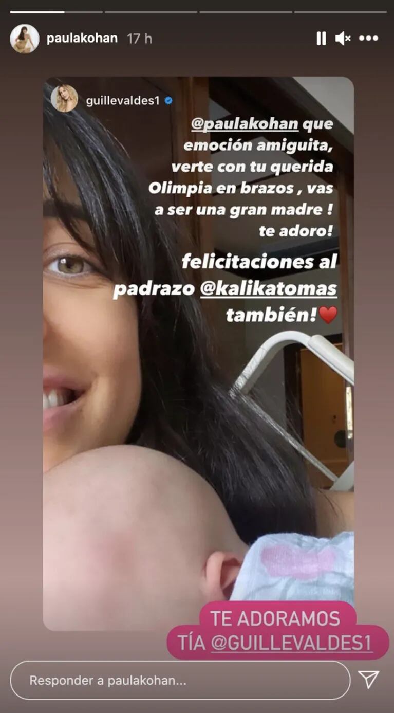 Tierno mensaje de Guillermina Valdés a su amiga Paula Kohan por el nacimiento de su hija: "Vas a ser una gran madre"