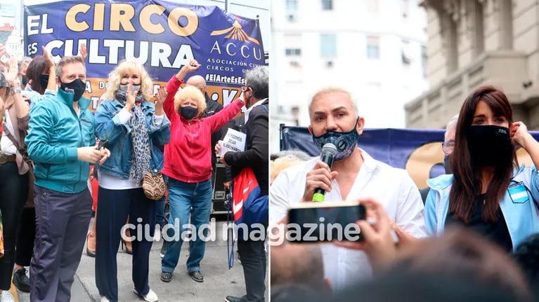 Las fotos de los famosos en la marcha que convocó Flavio Mendoza bajo la consigna el arte es esencial