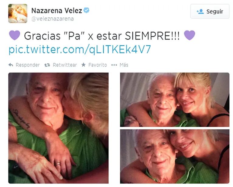 Nazarena Vélez se reencontró con Gerardo Sofovich. (Foto: Twitter @veleznazarena)