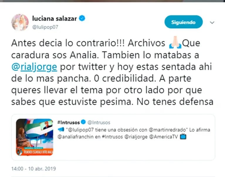 Luciana Salazar, sin filtro contra Analía Franchín mientras estaba en Intrusos: "Lo matabas a Rial y hoy estás sentada ahí"