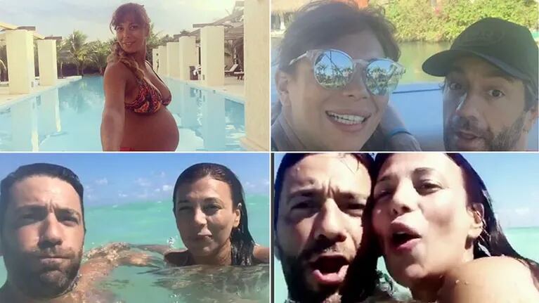 Ximena Capristo y Gustavo Conti, de vacaciones en la Riviera Maya. Fotos: Instagram.