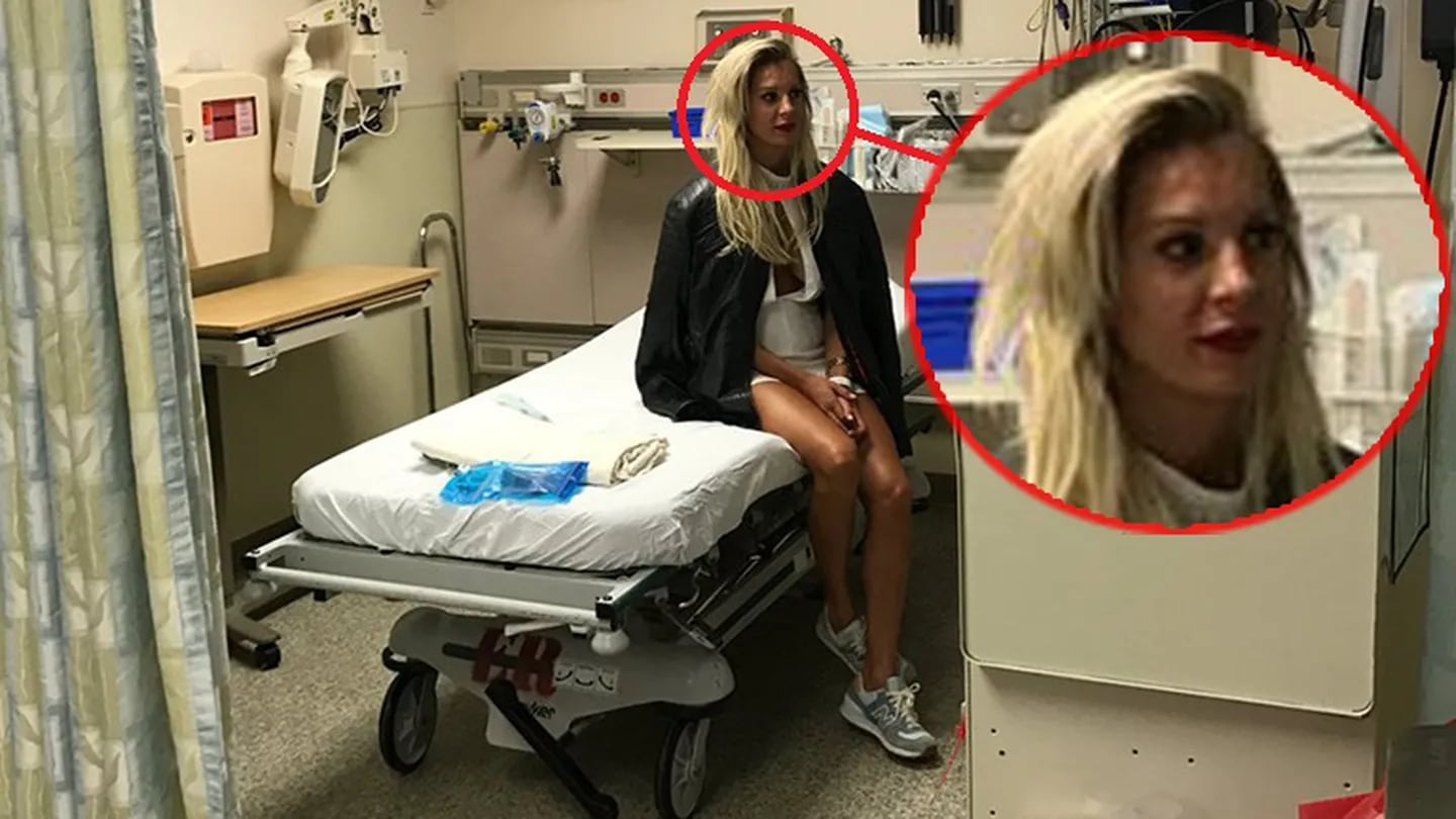 Noelia Marzol, con la cara "brotada" en un hospital de Miami. (Foto: Twitter)