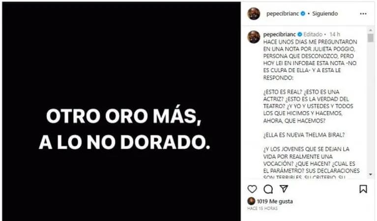 Polémicas declaraciones de Pepe Cibrián sobre Julieta Poggio: "¿Esto es una actriz?"