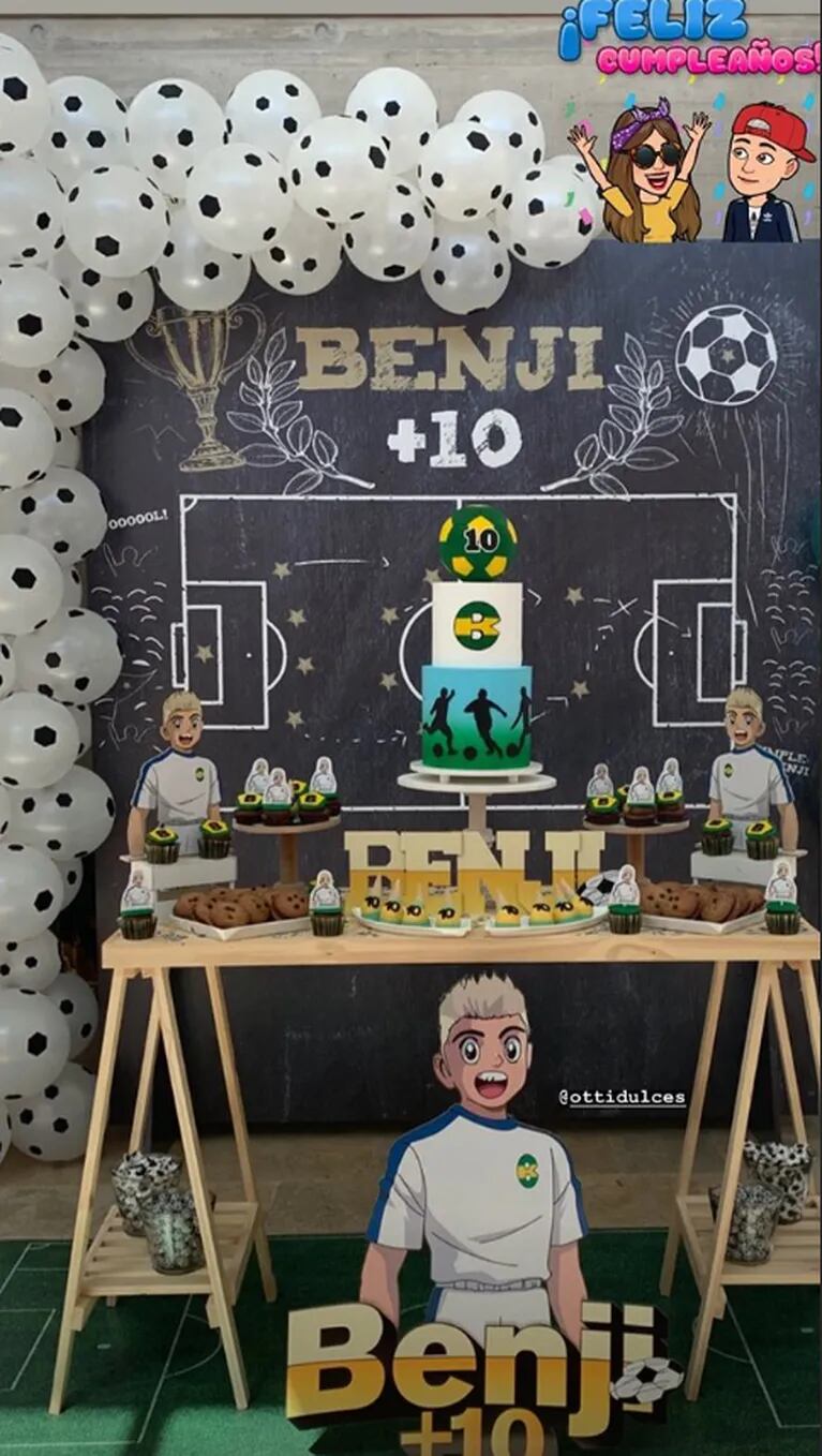 Giannina Maradona celebró los 10 de su hijo, Benjamín: mirá el candy bar del festejo de cumpleaños
