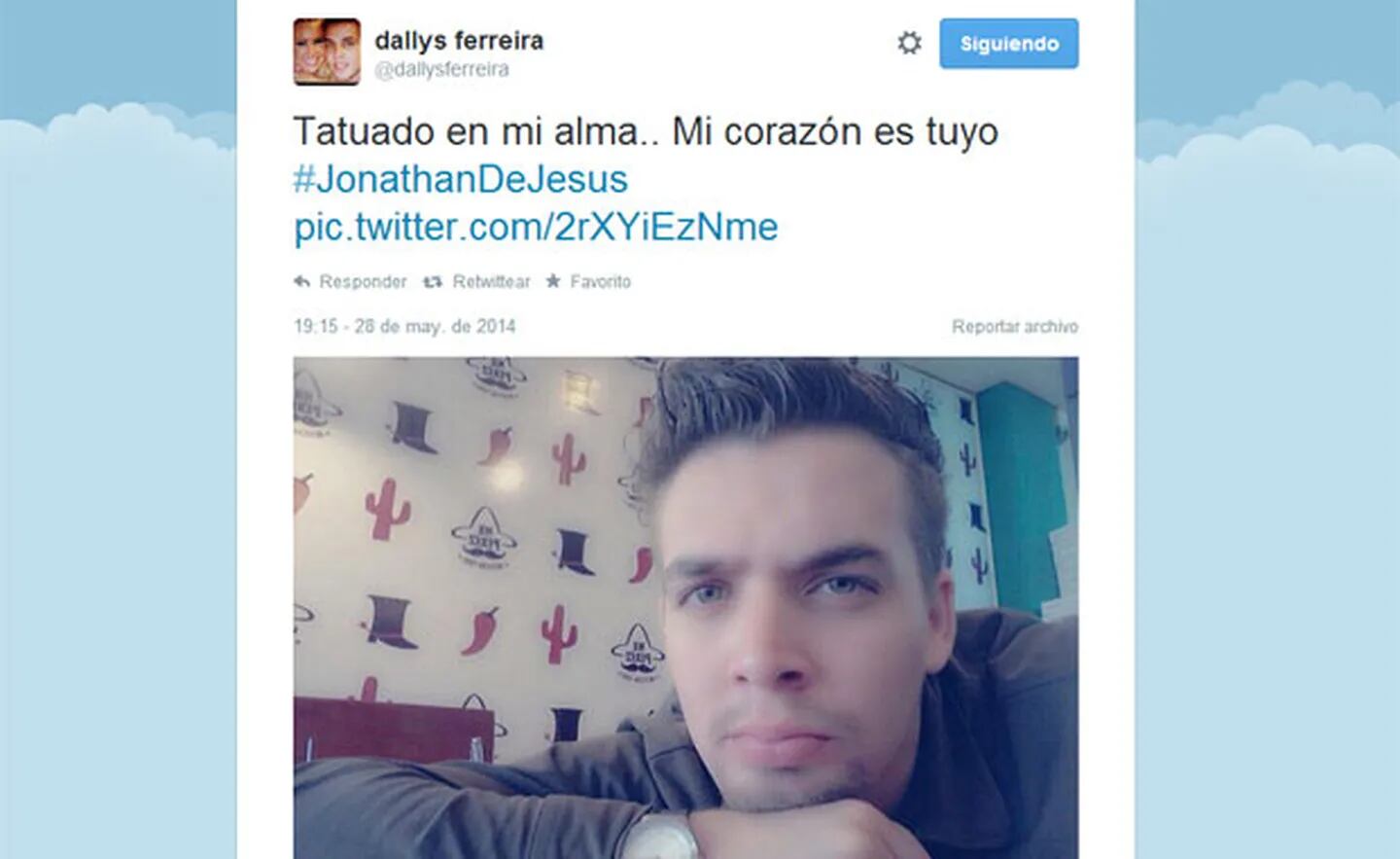 Dallys Ferreira y un mensaje para Jonathan en su cuenta de Twitter (Fotos: Archivo Ciudad.com y Twitter). 
