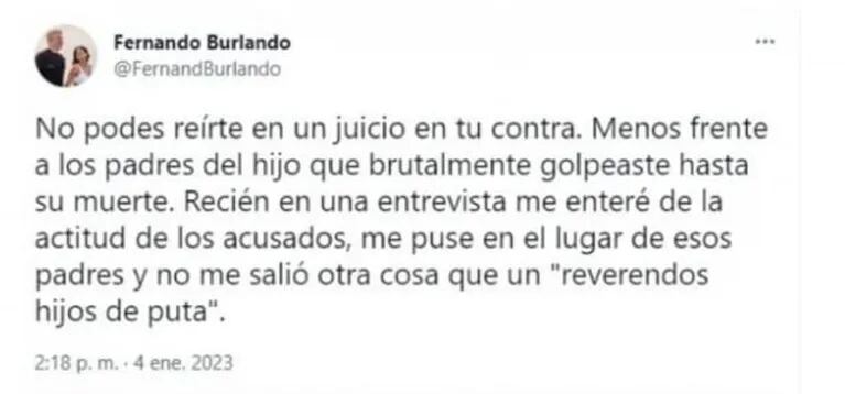 Caso  Fernando Báez Sosa: Santiago Maratea apuntó contra los padres de los imputados