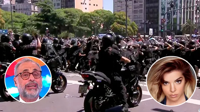 Incidentes en la avenida 9 de julio entre la policía y seguidores de Diego Maradona