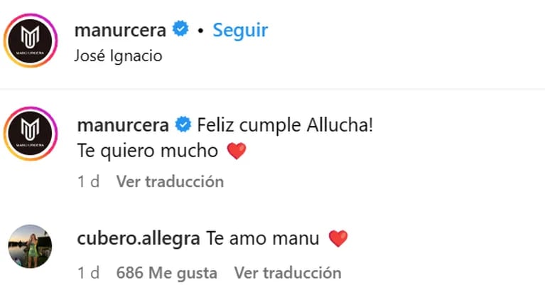 El cariñoso posteo de Manu Urcera a Allegra, la hija de Nicole Neumann y Fabián Cubero, por su cumpleaños