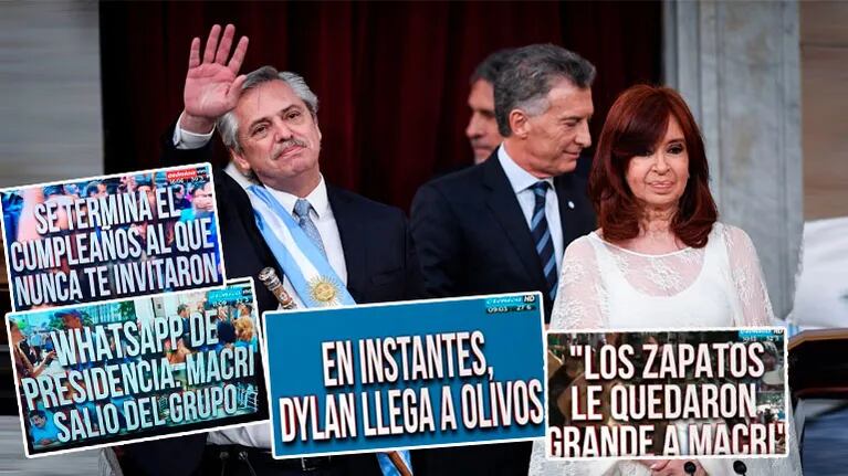 El show de placas de Crónica TV durante la transición presidencial de Macri a Alberto Fernández (Foto: AFP Y Web)
