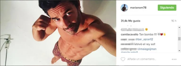 Mariano Martínez, súper sexy y a puro abdominal en una producción hot… ¡y el elogio que le dedicó Camila Cavallo!: "Tan bomba"