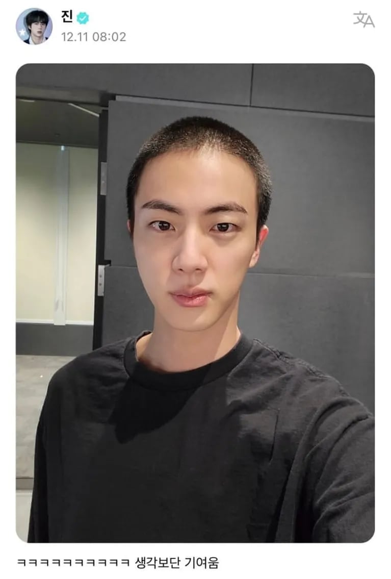 Jin de BTS mostró su nuevo corte de pelo para hacer el servicio militar en Corea del Sur