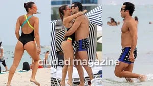 Lola Ponce y Aarón Díaz en un día de playa en Miami (Fotos: Grosby Group).