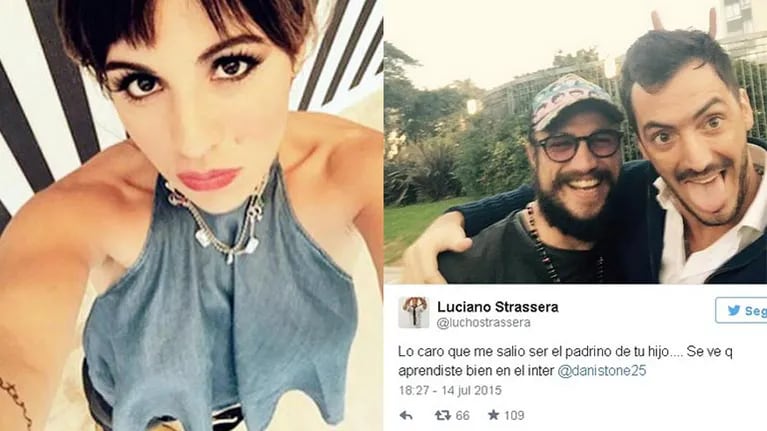 Gianinna le agradeció en Twitter a su ex, Lucho Strassera. Fotos: Twitter.