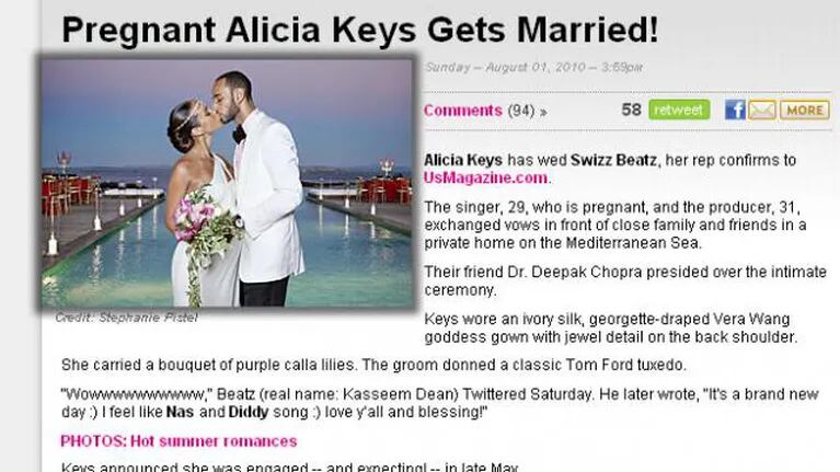 Se casó Alicia Keys 